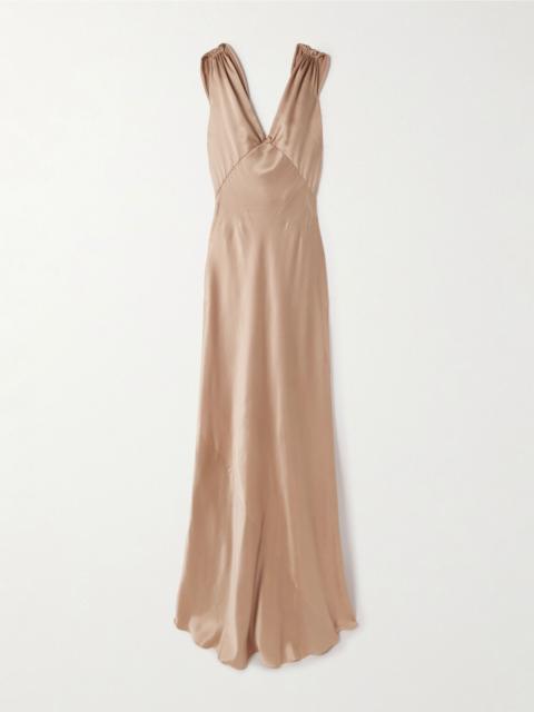 Silk-satin gown Beige
