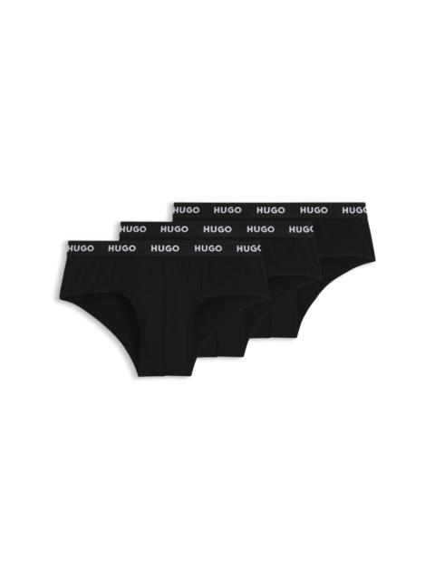 THREE-PACK OF STRETCH-COTTON BRIEFS WITH LOGO WAISTBANDS