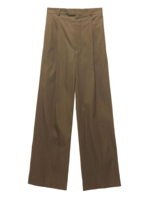 pleated-front cotton trousers