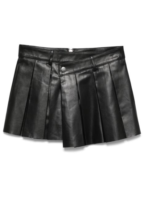 pleated leather miniskirt