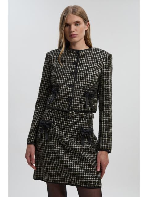 Tailored Tweed Bow Detail Mini Skirt