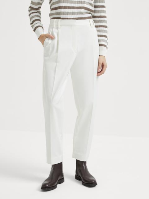 Stretch cotton cover slouchy trousers with monili