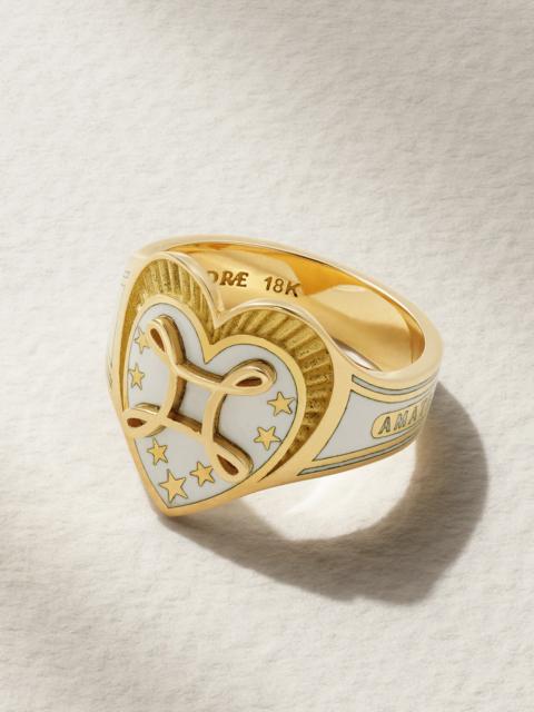 True Love 18-karat Gold Enamel Ring