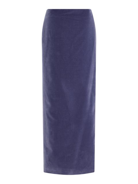 Exclusive Cotton Velvet Maxi Skirt purple