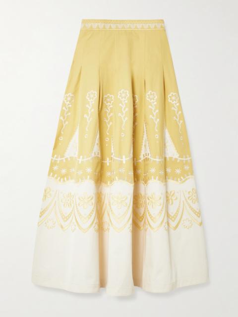 Amelianna Embroidered Cotton Maxi Skirt