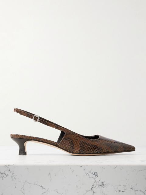 Catrina snake-effect leather slingback pumps Brown