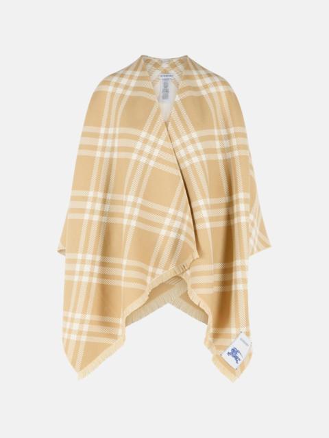 'CHECK TRIBAR' BEIGE WOOL AND SILK CAPE