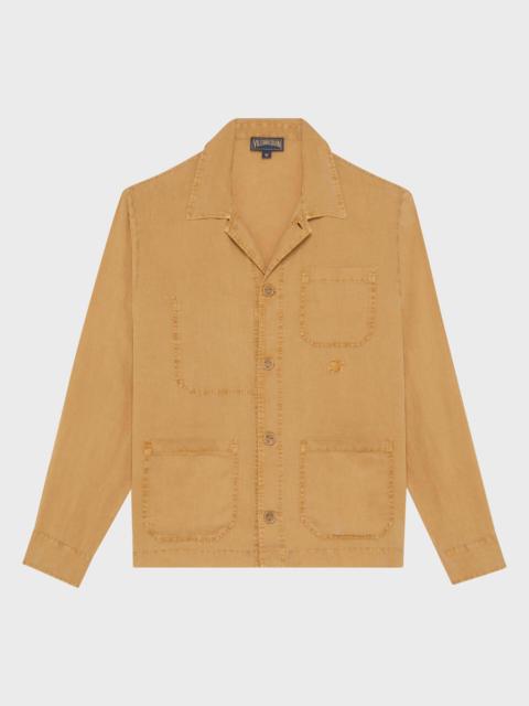 Men Linen Overshirt Mineral Dye Color