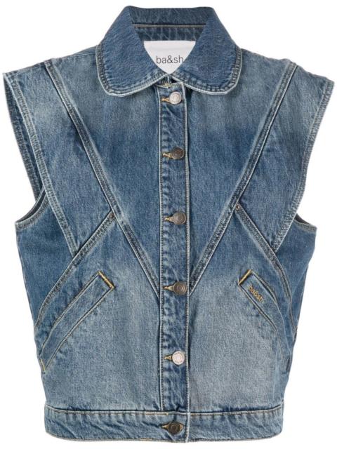 button-up denim vest