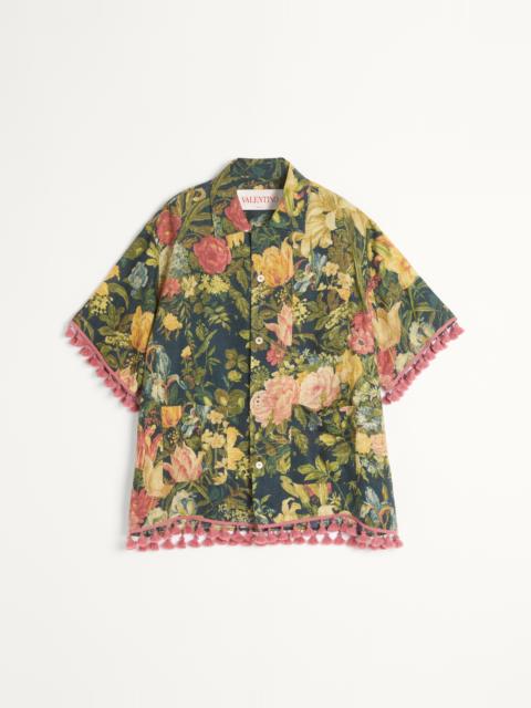 LINEN BOWLING SHIRT WITH APRES L'HIVER PRINT