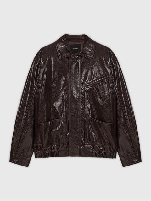 Crackled faux leather jacket