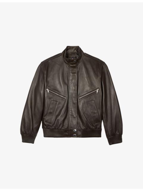 Stand-Collar Leather Jacket