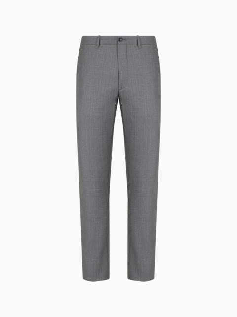Flat-front trousers in wool and cashmere gabardine