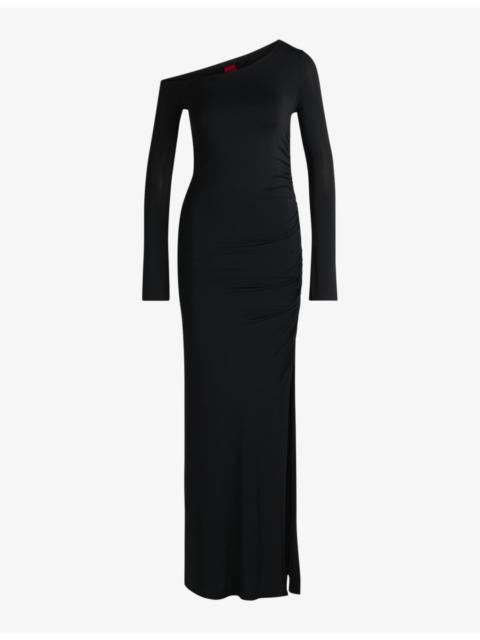 Long-sleeved split-hem stretch-jersey maxi dress