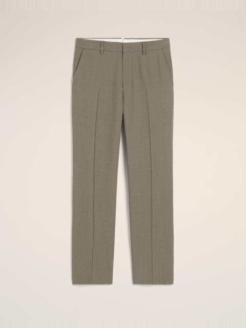 TAUPE WOOL STRAIGHT FIT TROUSERS