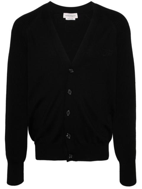 embroidered-logo knitted cardigan