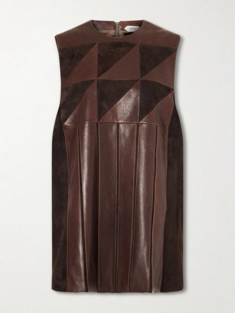 Patchwork Suede-trimmed Leather Mini Dress