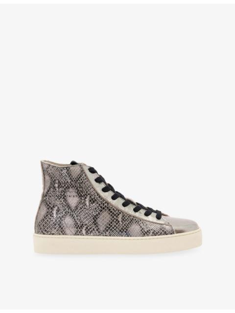 Tana logo-embossed leather high-top trainers