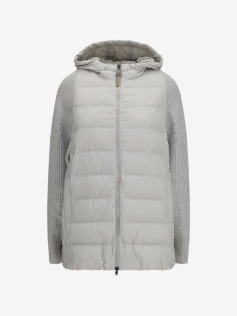 puffer zip-up hooded jacket