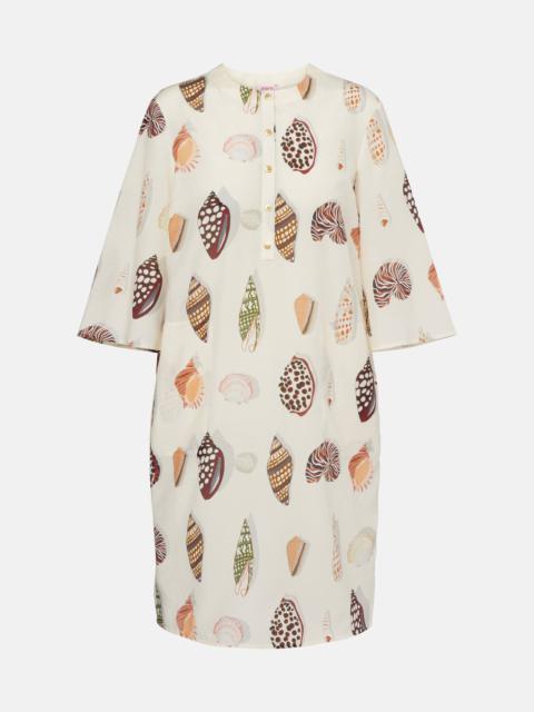 Creme printed coton and silk minidress