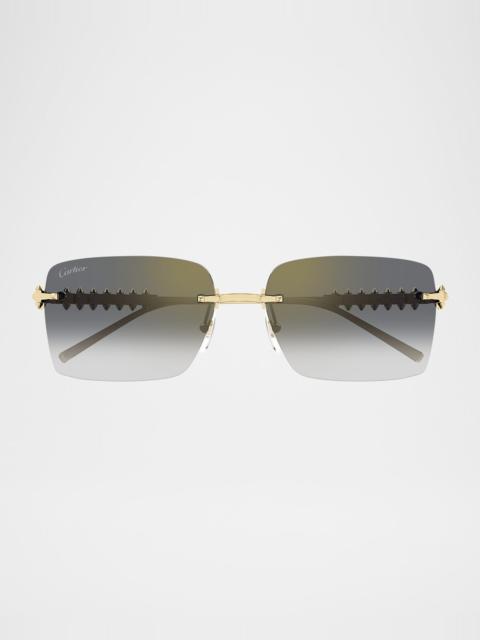 Rimless Metal Rectangle Sunglasses