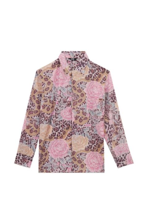 animal-print floral shirt
