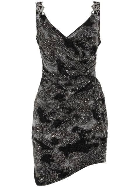 crystal-embellished ruched minidress
