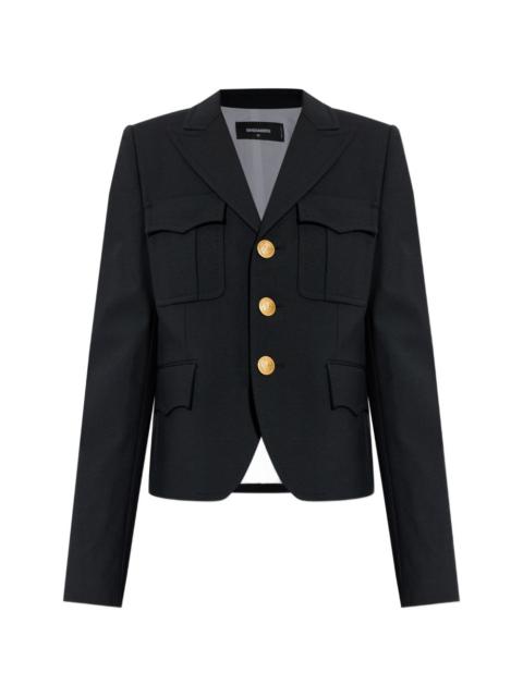 flap-pocket single-breasted blazer