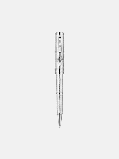 Roberto Cavalli Chevron Ballpoint Pen, Silver Color
