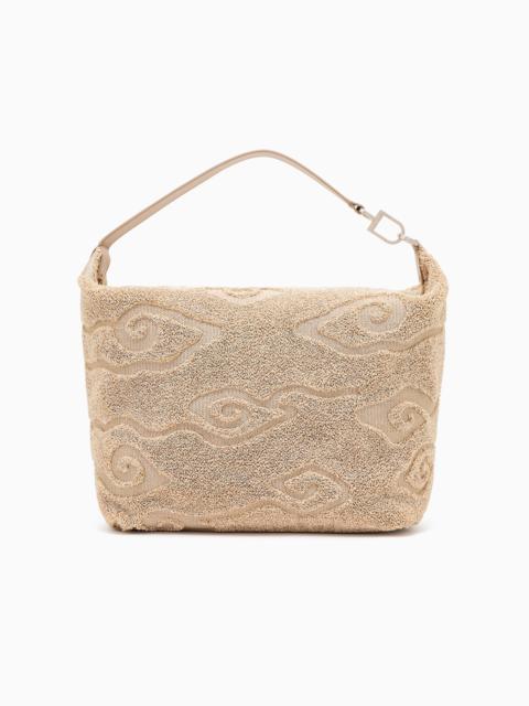 LA PRIMA SOFT LARGE HOBO BAG IN RAFFIA AND LEATHER