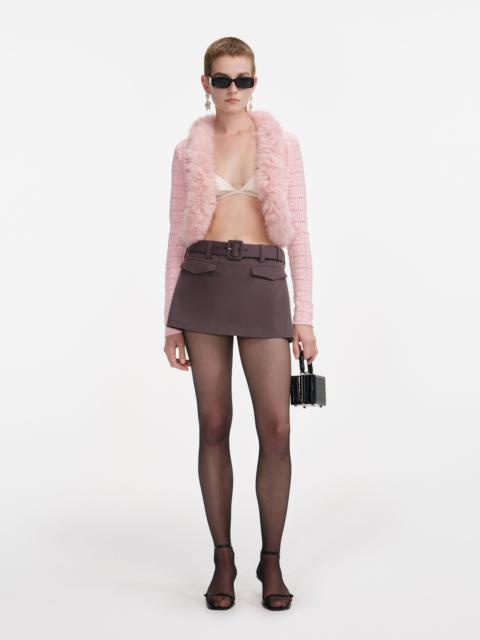 Pink Fur Collar Cardigan