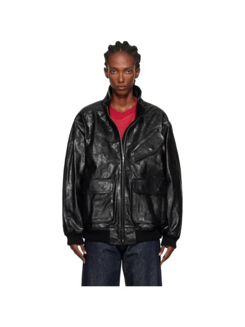 Black Zip Lamb Leather Jacket