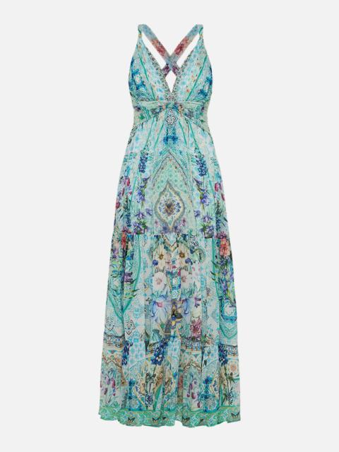 BEAD STRAP GATHERED PANEL DRESS