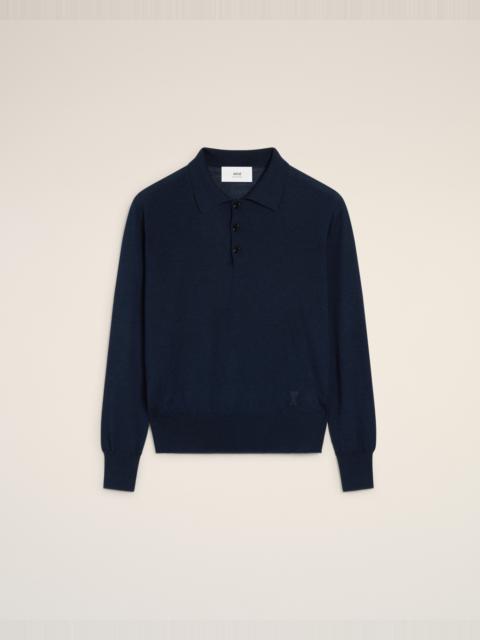 NAVY WOOL TONAL AMI DE COEUR POLO