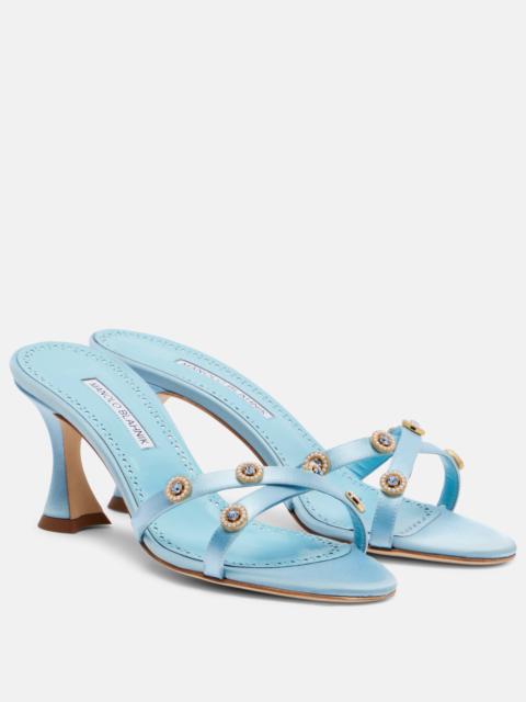 Pyrenea embellished satin mules