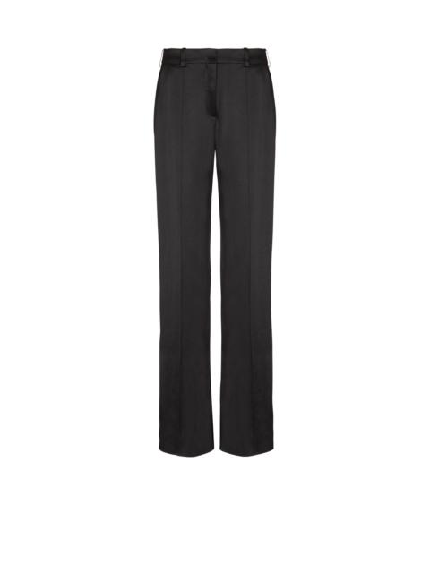 Straight-leg tailored satin trousers