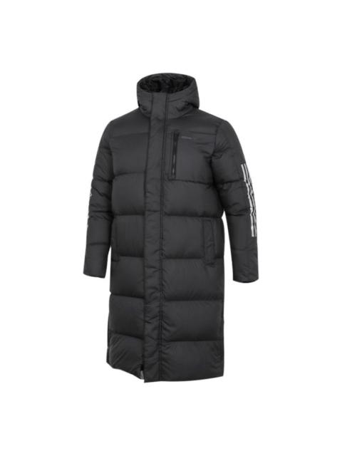 adidas neo Athleisure Casual Sports Stay Warm mid-length hooded down Jacket Black H45242