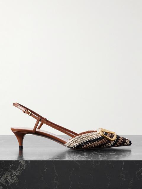 Vlogo Signature 45 Leather-trimmed Crocheted Slingback Pumps