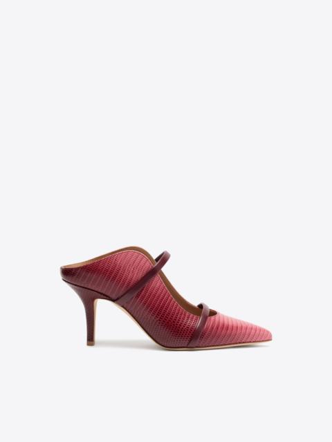 Maureen 70 Burgundy & Pink Gradient Embossed Leather Mules