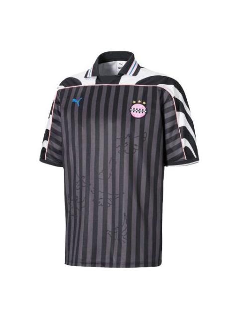 PUMA X KS JERSEY Stripe Splicing Short Sleeve polo Black 598466-01