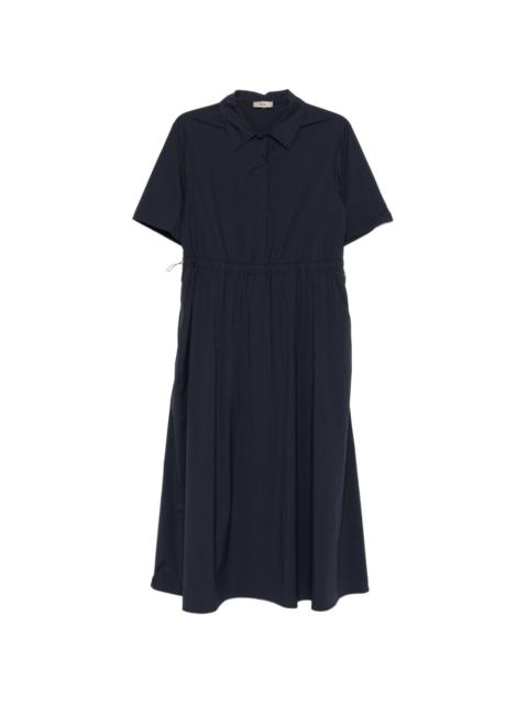 collared drawstring midi dress
