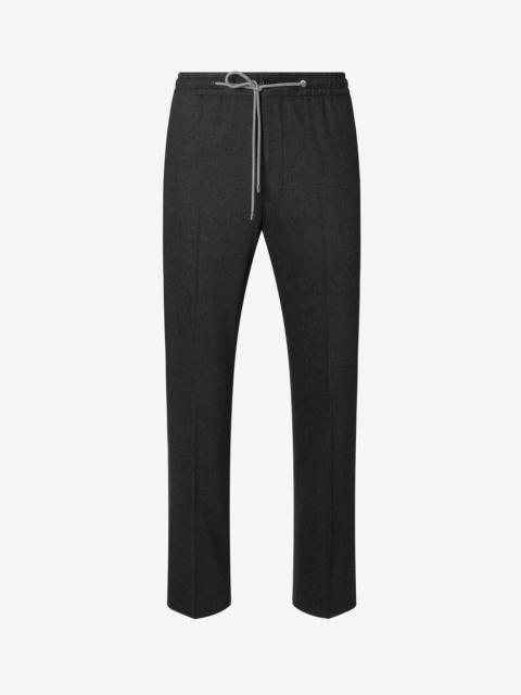 Anthracite grey wool and cashmere flannel trousers