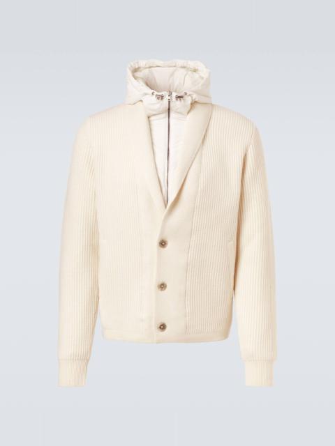 Ribbed-knit wool cardigan