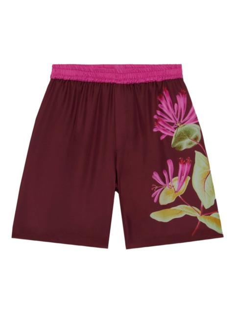 floral-print elastic-waist shorts