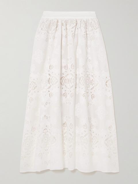 Rhea Broderie Anglaise Poplin Midi Skirt