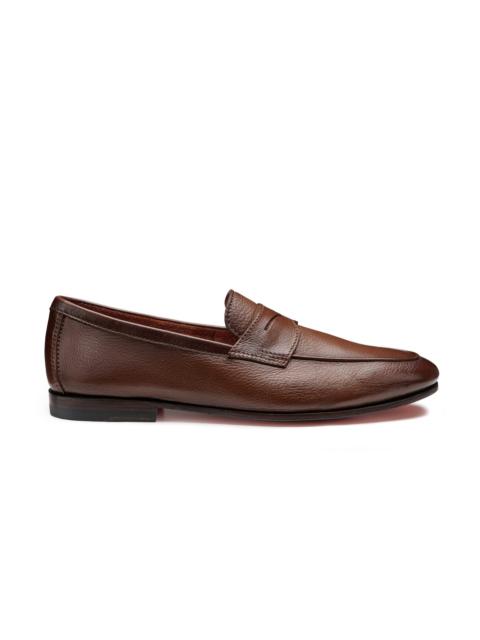 Men's brown tumbled leather Carlo penny loafer