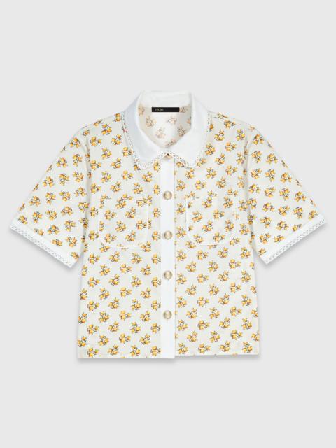 Patterned shirt with croquet trim