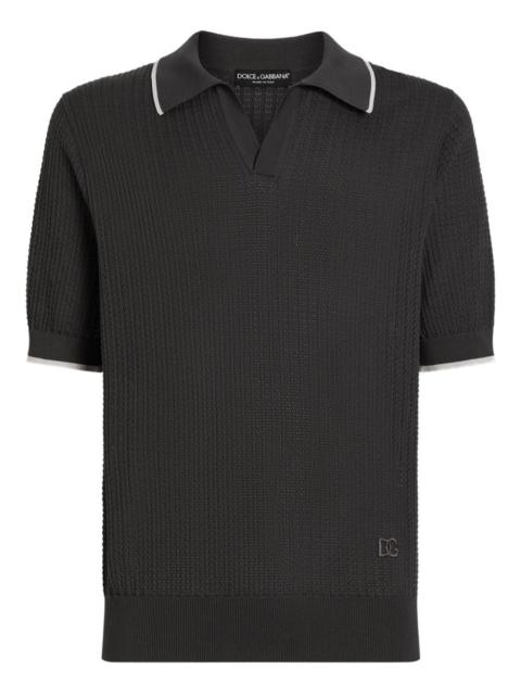 textured-knit polo top