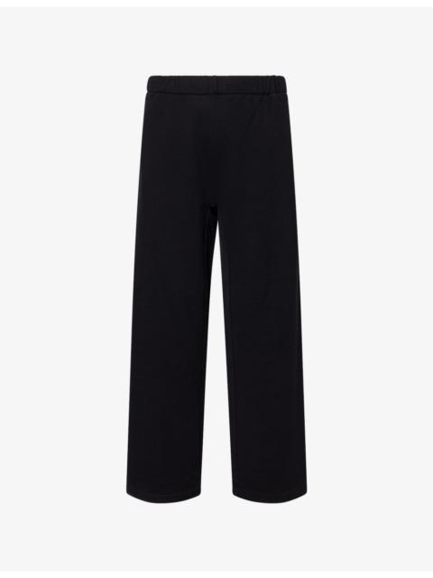 Embroided-Logo Wide-Leg Cotton Jogging Bottoms