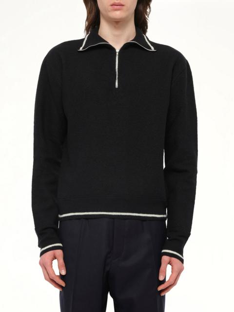 Gauge 14 Felted Zip Sweater in Black/Off White